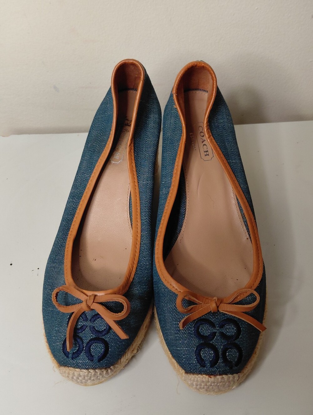 Coach Denim Espadrille Wedge Women's Size 7